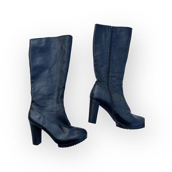 Metoo Decoda1 leather heeled black boots women’s size 8m - Picture 5 of 9